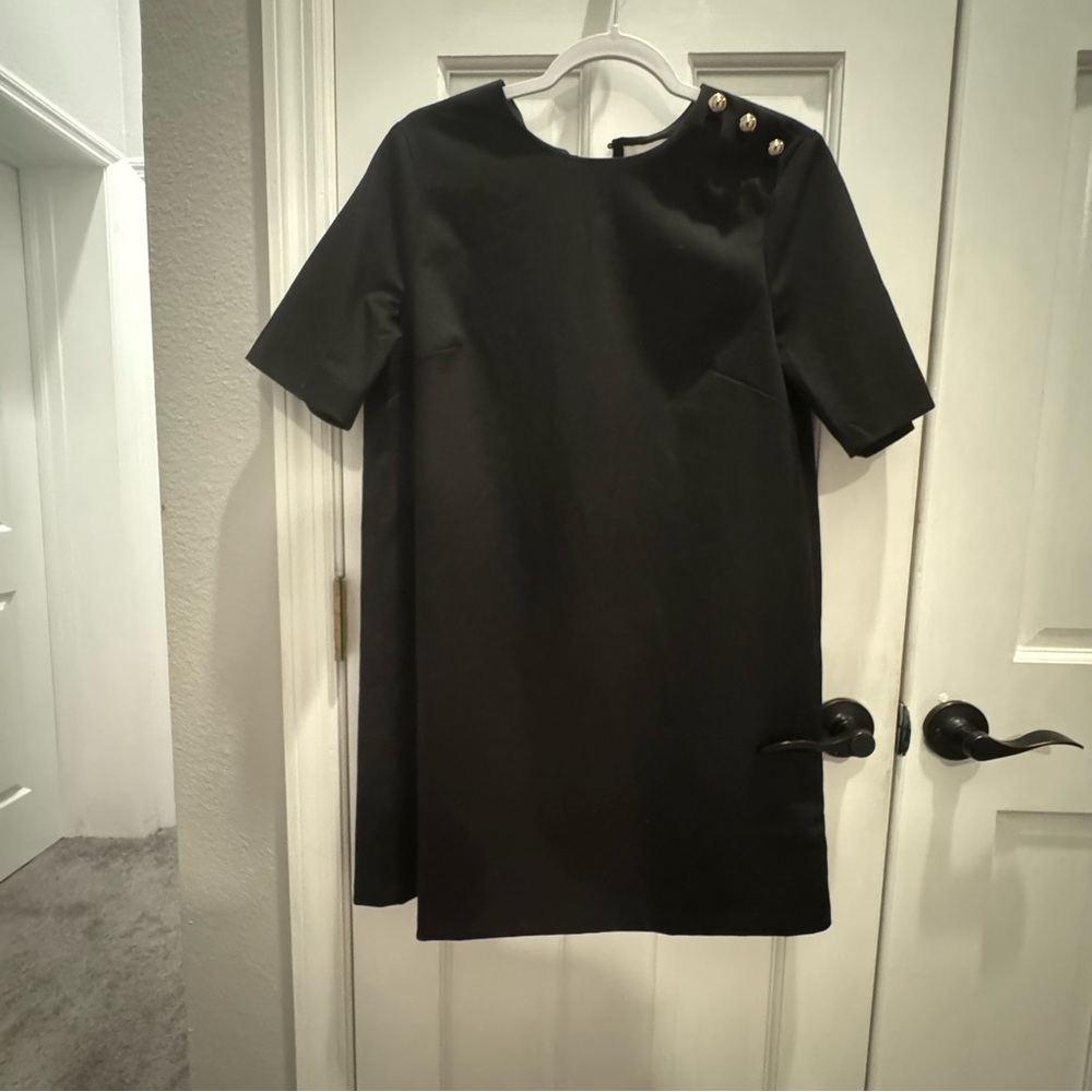 H&M Black Shift Dress with Gold Button Shoulder‎ Detail (S)